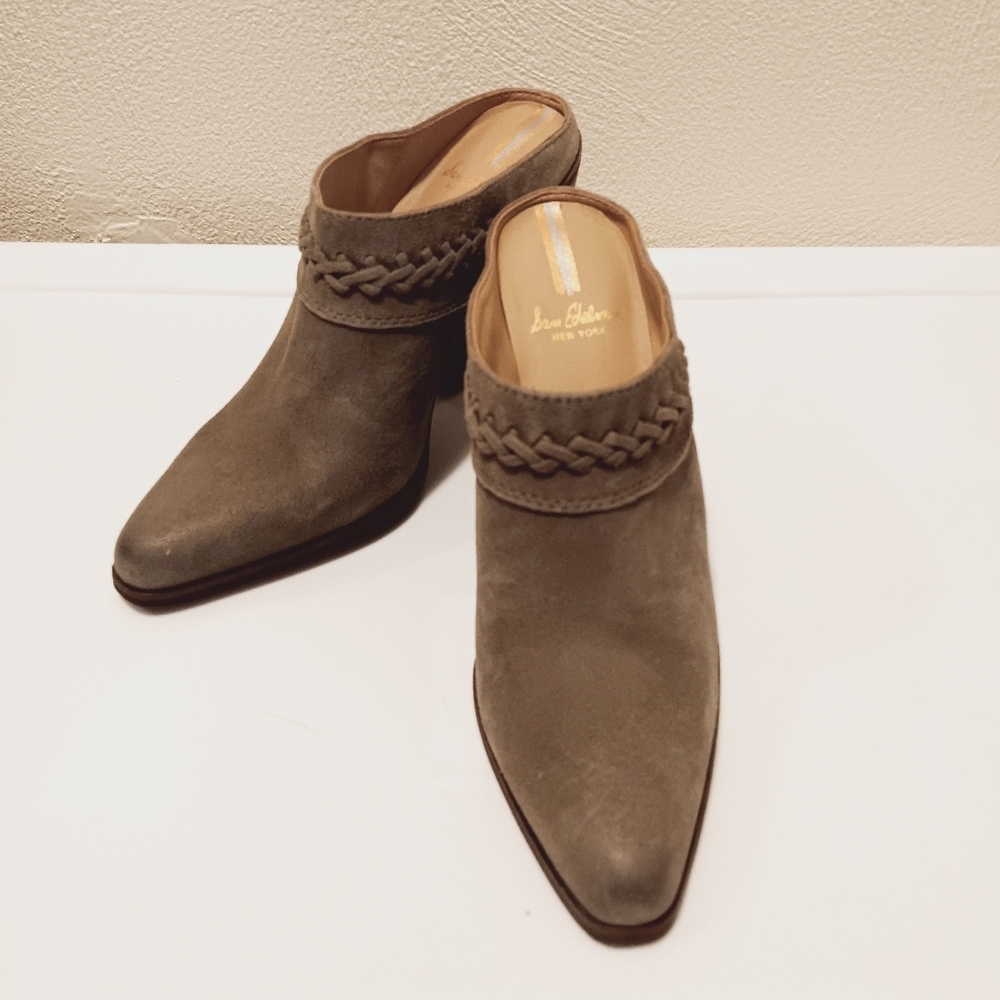 Sam Edelman Alison Western Mule Sz 7 Suede Leather Desert Olive Boho Festival